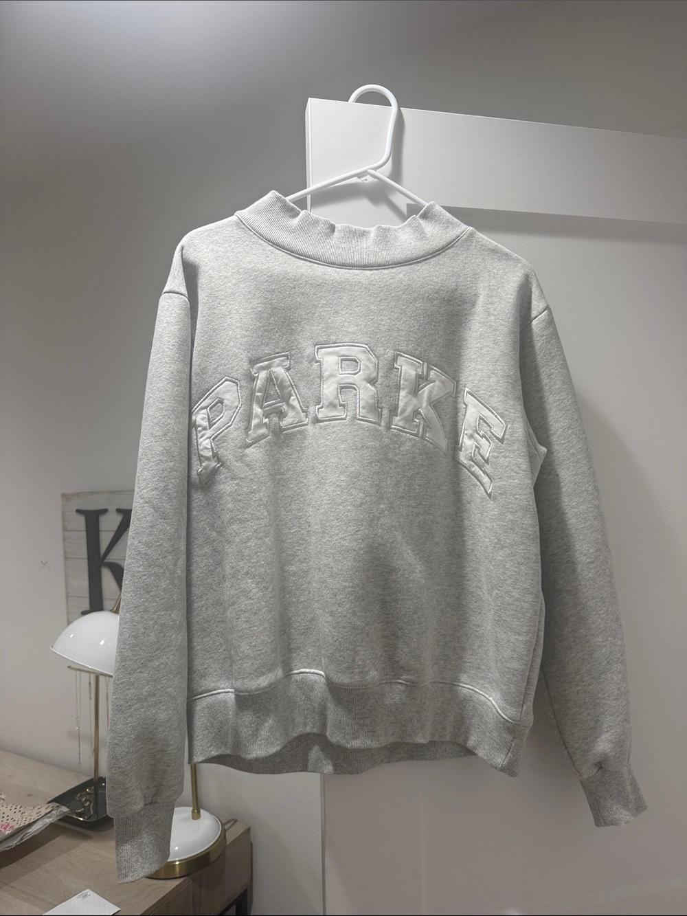 Parke Light Gray Embroidered Logo Crewneck Sweatshirt